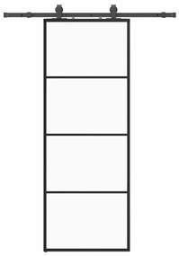 vidaXL Συρόμενη Πόρτα με Μηχανισμό Μαύρο 76x205 εκ. Γυαλί ESG