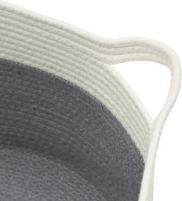 vidaXL Καλάθι Αποθήκευσης Γκρι και Λευκό Ø40 x 25 εκ. Βαμβακερό