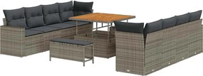 vidaXL Σετ Καναπέ Κήπου 11 pcs Γκρι συνθετικό ρατάν