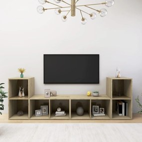 Έπιπλα Τηλεόρασης 4 τεμ Sonoma Δρυς 72x35x36,5εκ Επεξ. Ξύλο 3079973