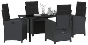 vidaXL Σέτ φαγητού για κήπο 5 pcs Μαύρο συνθετικό ρατάν