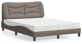 Κρεβάτι με Στρώμα Taupe 140x200 εκ. Υφασμάτινο - Μπεζ-Γκρι