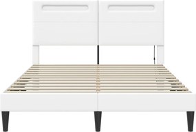 vidaXL Σκελετός Κρεβατιού με κεφαλάρι Λευκό 160 x 200 cm Τεχνητό Δέρμα