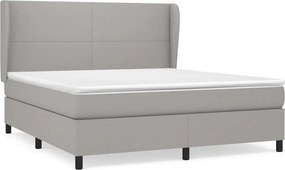 vidaXL Κρεβάτι Boxspring με Στρώμα Ανοιχτό Γκρι 180x200 εκ. Υφασμάτινο