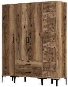 Ντουλάπα Τετράφυλλη Kumsal 845HCT5492 160x47,5x201,4cm Walnut Τετράφυλλη