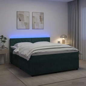 vidaXL Κρεβάτι box spring με στρώμα Σκούρο Πράσινο 180 x 200 cm