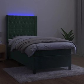 ΚΡΕΒΑΤΙ BOXSPRING ΜΕ ΣΤΡΩΜΑ &amp; LED ΣΚ. ΠΡΑΣΙΝΟ 90X200 ΕΚ ΒΕΛΟΥΔΟ 3139724