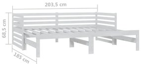 vidaXL Καναπές Κρεβάτι Συρόμενος Λευκός 2x(90x200) εκ. Ξύλο Πεύκου