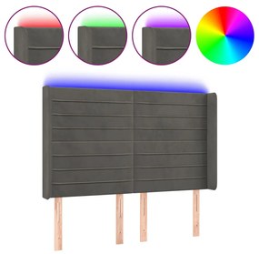 Κεφαλάρι Κρεβατιού LED Σκούρο Γκρι 147x16x118/128εκ. Βελούδινο 3124237