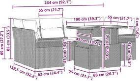 vidaXL Σετ Καναπέ Κήπου 7 τμχ. Μπεζ [Συνθετικό]: Πολυ Ρατάν