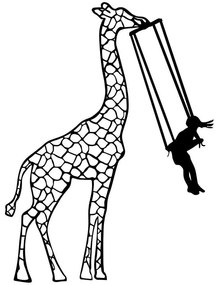 Διακοσμητικό Τοίχου Girl Swinging Giraffe 899SKL2469 51x70cm Black Wallity Μέταλλο