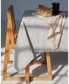 Μονόχρωμο Τραπεζομάντηλο με Αζούρ &amp; Γαλλική Γωνία Amadora 8 ατόμων (150x220cm) Γκρι