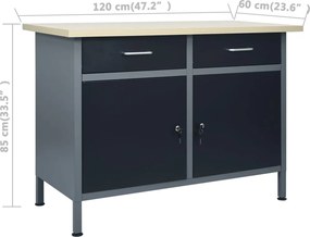 vidaXL Πάγκος Εργασίας με Τρία Πάνελ Τοίχου και Ένα Ντουλάπι