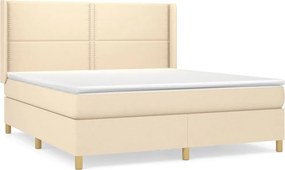 vidaXL Κρεβάτι Boxspring με Στρώμα Κρεμ 180x200 εκ. Υφασμάτινο
