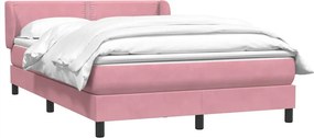 vidaXL Box Spring κρεβάτι με στρώμα ροζ 160x220 cm Βελούδινο