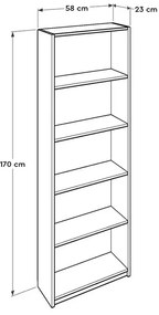 Βιβλιοθήκη Max Megapap χρώμα λευκό 58x23x170εκ.