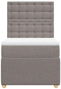 vidaXL Κρεβάτι Boxspring με Στρώμα Taupe 100 x 200 εκ. Υφασμάτινο