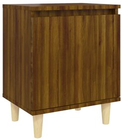 vidaXL Κομοδίνα 2 τεμ. Καφέ Δρυς 40x30x50εκ. &amp; Μασίφ Ξύλινα Πόδια