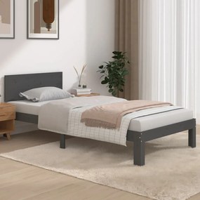 vidaXL Πλαίσιο Κρεβατιού Γκρι 90 x 190 εκ. από Μασίφ Ξύλο 3FT Single