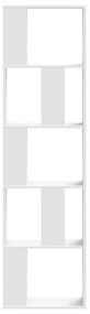 Βιβλιοθήκη 5 Επιπέδων Λευκή 45 x 23,5 x 162,5 εκ. Επεξεργ. Ξύλο - Λευκό