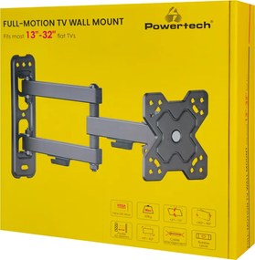 POWERTECH επιτοίχια βάση τηλεόρασης PT-1279, 13-32", έως 20kg, full motion