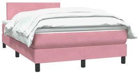 vidaXL Κρεβάτι Boxspring με Στρώμα Ροζ 120x210 εκ. Βελούδινο