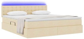 vidaXL LED Κρεβάτι αποθήκευσης με στρώμα Κρέμ 160 x 200 cm Ύφασμα