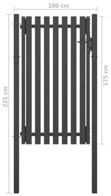 vidaXL Πόρτα Περίφραξης Κήπου Ανθρακί 1 x 2,25 μ. Ατσάλινη