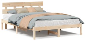 vidaXL Κρεβάτι με κεφαλάρι 140x200 εκ μασίφ ξύλο πεύκου