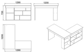 Γραφείο γωνιακό &quot;VIANA&quot; σε χρώμα atlantic pine/λευκό 120x129x72