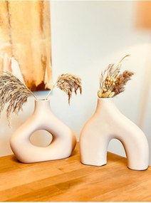 Stewehome Σετ διακοσμητικών βάζων σκανδιναβικού στιλ από κεραμικό Μπεζ