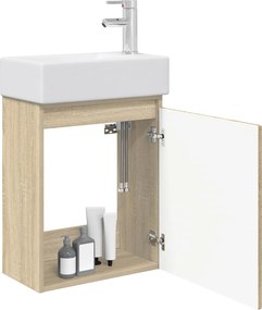vidaXL Μονάδα μπάνιου με βρύση Sonoma Δρυς 45,5 x 25,5 x 84 εκ