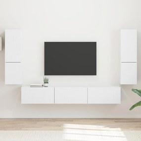 vidaXL Σετ επίπλου τηλεόρασης Επιτοίχιο 4 pcs Λευκό Επεξεργασμένο ξύλο