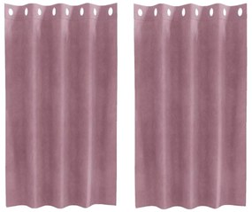 vidaXL Κουρτίνες με κουρτίνες 2 pcs Σκούρο Ροζ 140 x 140 cm Βελούδο