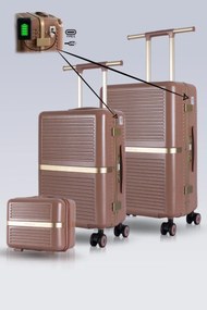 Stewehome Σετ 3 τεμαχίων βαλίτσες με USB και θύρες φόρτισης από πολυκαρβονικό υλικό