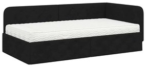 vidaXL Κρεβάτι Γωνίας με στρώμα με κεφαλάρι Μαύρο 100 x 200 cm ύφασμα