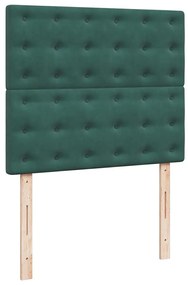 vidaXL Κρεβάτι Boxspring με Στρώμα Σκούρο Πράσινο 120x200εκ. Βελούδινο