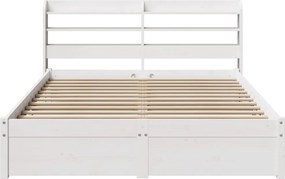 vidaXL Πλαίσιο Κρεβατιού Κεφαλάρι Λευκό 150x200εκ Μασίφ Πεύκο