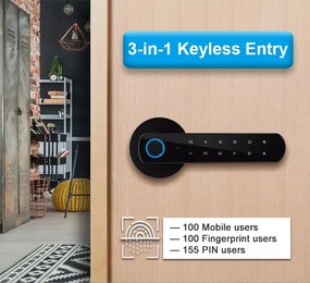 SECUKEY ηλεκτροπύρος D100-BT, συνδυασμού &amp; fingerprint, μαύρος
