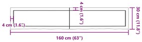 Πάγκος Μπάνιου Σκούρο Καφέ 160x30x(2-4) εκ. Επεξεργ. Μασίφ Ξύλο - Γκρι