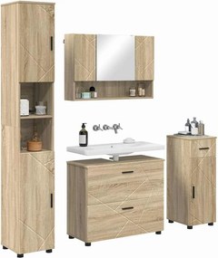 vidaXL Σετ Επίπλων Μπάνιου 4 τμχ. Δρύς Sonoma 35 x 30 x 192 εκ