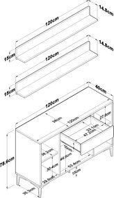 Ντουλάπι Λευκό / Καρυδί FAME 120x40x78.6