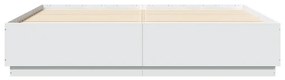 vidaXL Πλαίσιο Κρεβατιού με Φώτα LED Λευκό 200x200 εκ. Επεξ. Ξύλο