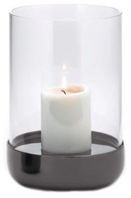Κηροπήγιο Με Κερί Led Sally L 105043 12,7x12,7x20,3cm Smoke-Clear Philippi Γυαλί