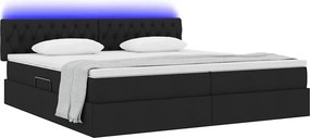 vidaXL LED Κρεβάτι αποθήκευσης με στρώμα Μαύρο 200 x 200 cm Ύφασμα