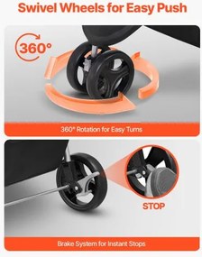 VEVOR Pet Stroller Foldable 3 Wheels Travel Dog Stroller with Brake up to 35lbs