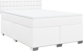 vidaXL Κρεβάτι Boxspring με Στρώμα Λευκό 160x200εκ.από Συνθετικό Δέρμα