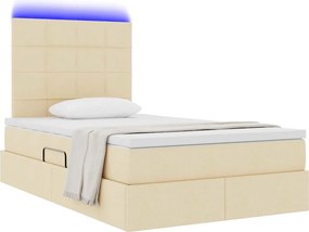 vidaXL LED Κρεβάτι αποθήκευσης με στρώμα Κρέμ 120 x 200 cm Ύφασμα