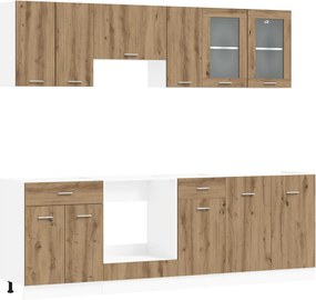 vidaXL Μονάδα κουζίνας Lyon 8 pcs Επεξεργασμένο ξύλο
