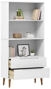 vidaXL Βιβλιοθήκη MOLDE Λευκή 85x35x170,5 εκ. από Μασίφ Ξύλο Πεύκου